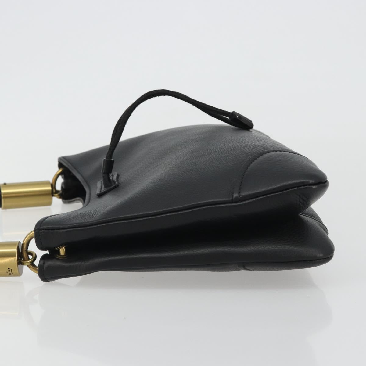 GUCCI Shoulder Bag Leather Black Gold 108964 Auth BA13764V