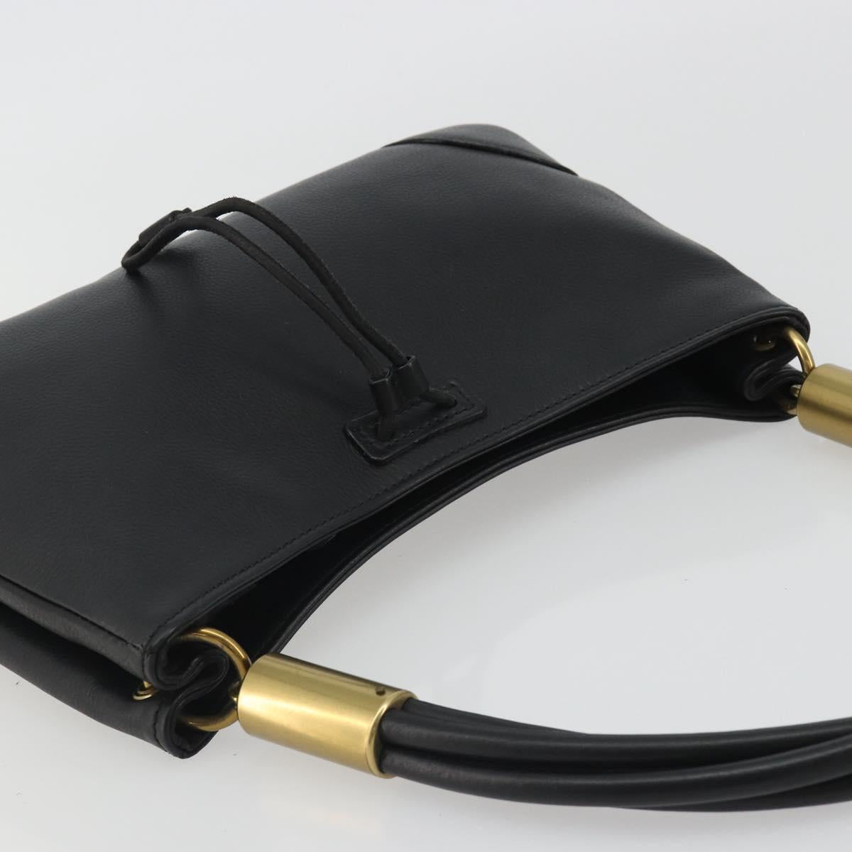 GUCCI Shoulder Bag Leather Black Gold 108964 Auth BA13764V