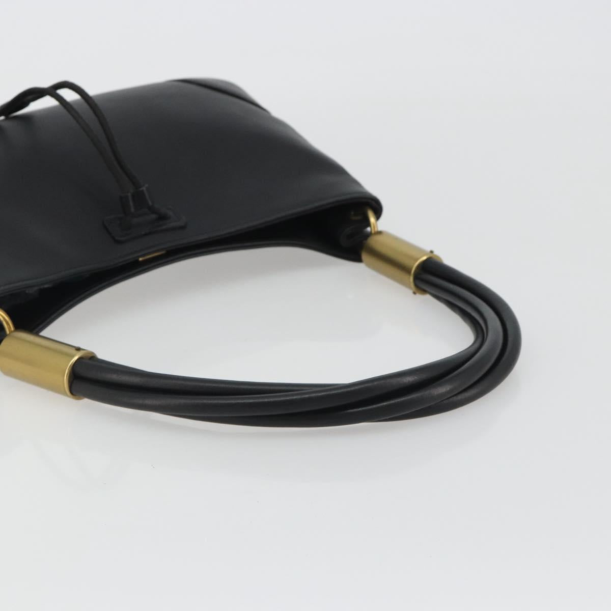 GUCCI Shoulder Bag Leather Black Gold 108964 Auth BA13764V