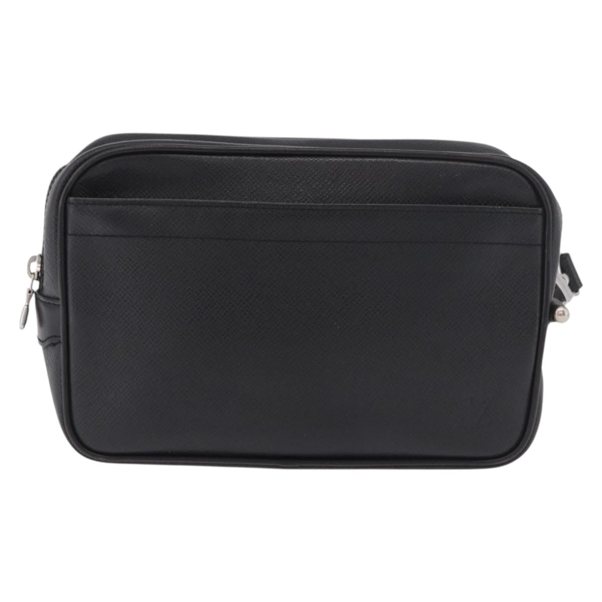 LOUIS VUITTON Taiga Karga Clutch Bag Ardoise Black M30812 LV Auth BA13765A