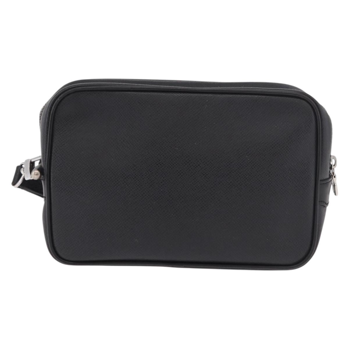 LOUIS VUITTON Taiga Karga Clutch Bag Ardoise Black M30812 LV Auth BA13765A