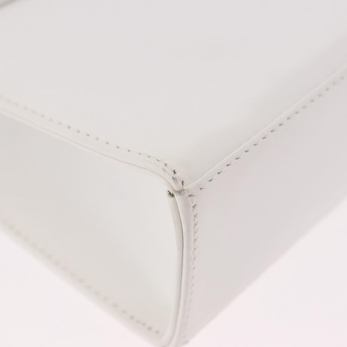 Salvatore Ferragamo Gancini Shoulder Bag Leather White Gold Auth BA13766A