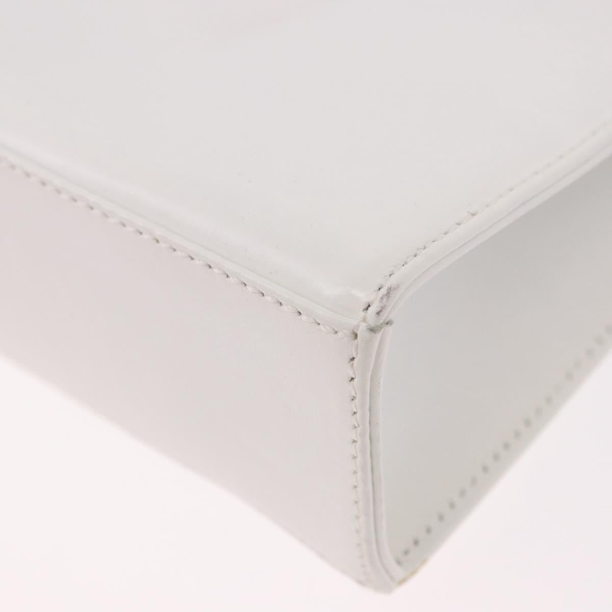 Salvatore Ferragamo Gancini Shoulder Bag Leather White Gold Auth BA13766A
