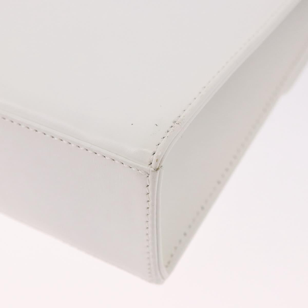 Salvatore Ferragamo Gancini Shoulder Bag Leather White Gold Auth BA13766A