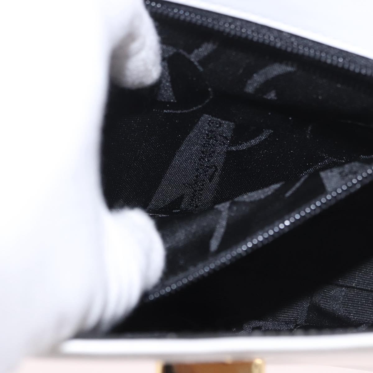 Salvatore Ferragamo Gancini Shoulder Bag Leather White Gold Auth BA13766A