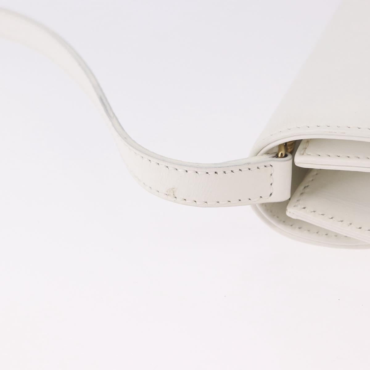 Salvatore Ferragamo Gancini Shoulder Bag Leather White Gold Auth BA13766A