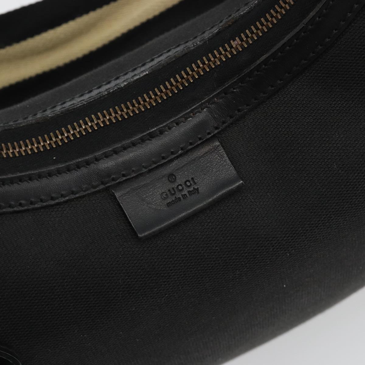 GUCCI Sherry Line Shoulder Bag Canvas Black Gold 106663 Auth BA13768