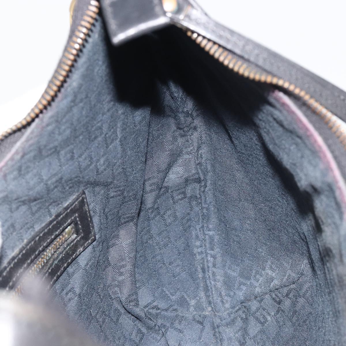 GUCCI Sherry Line Shoulder Bag Canvas Black Gold 106663 Auth BA13768