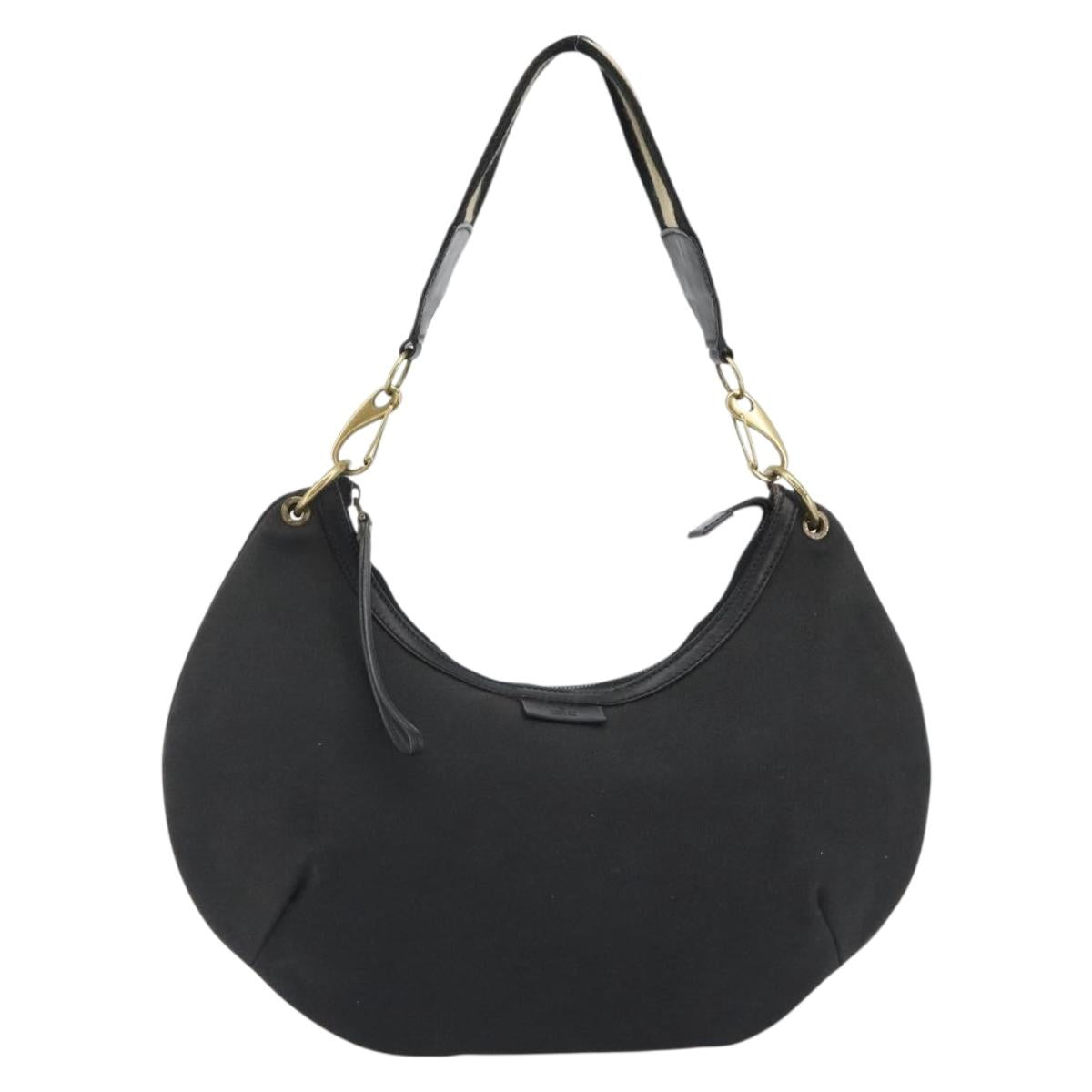 GUCCI Sherry Line Shoulder Bag Canvas Black Gold 106663 Auth BA13768