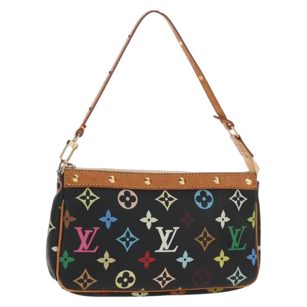 LOUIS VUITTON Multicolor Pochette Accessoires Pouch Black M92648 Auth BA13769V
