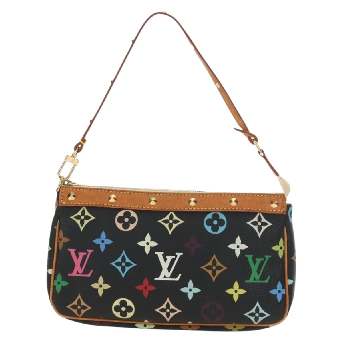 LOUIS VUITTON Multicolor Pochette Accessoires Pouch Black M92648 Auth BA13769V