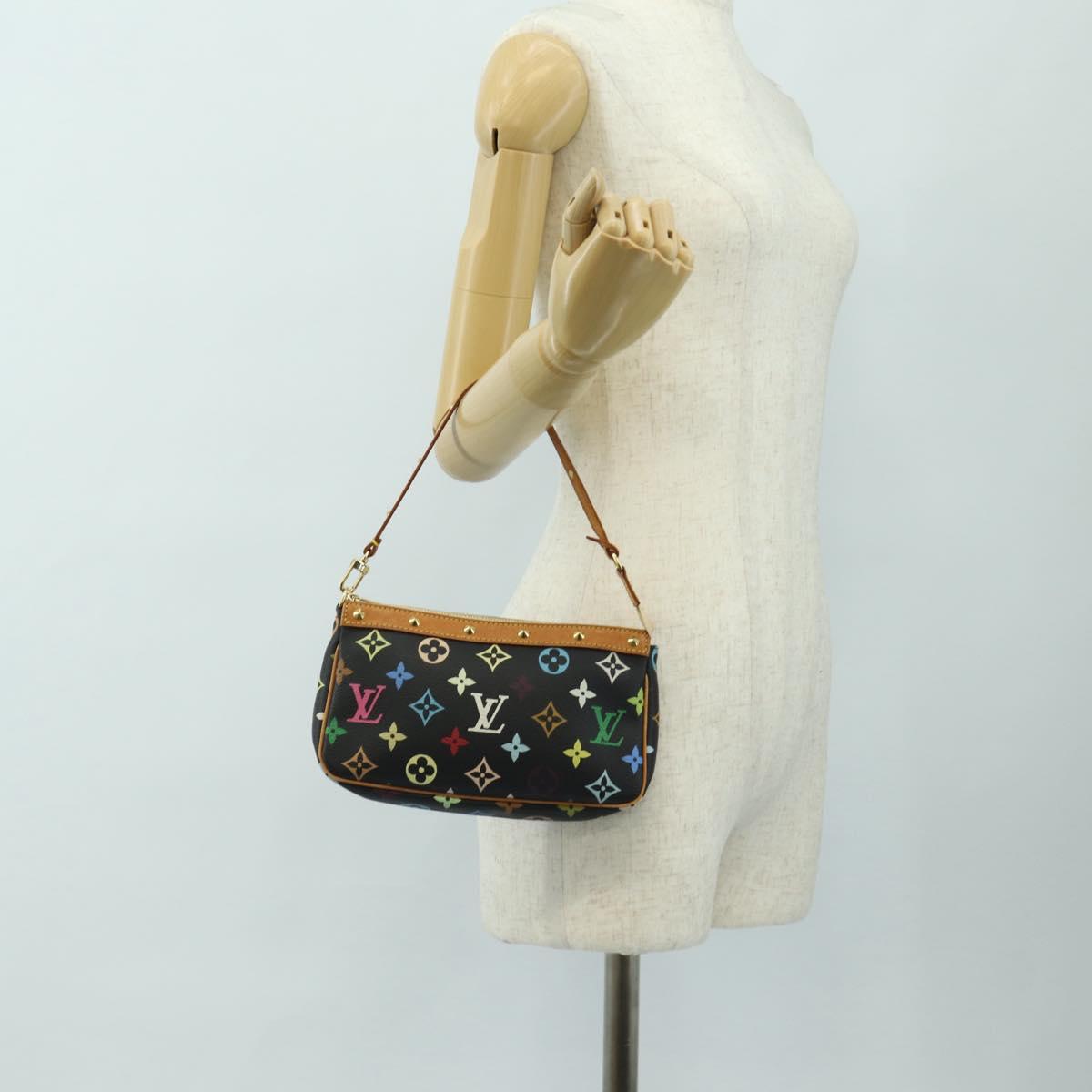 LOUIS VUITTON Multicolor Pochette Accessoires Pouch Black M92648 Auth BA13769V