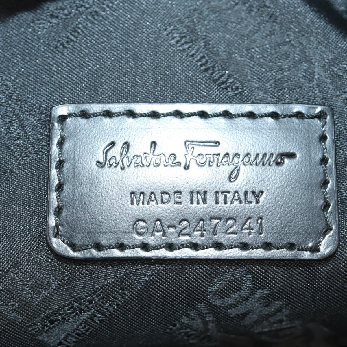 Salvatore Ferragamo Hand Bag Canvas 2way Black Silver Auth BA13771V