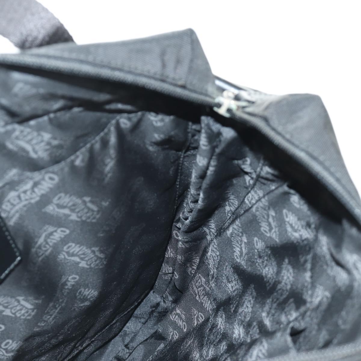 Salvatore Ferragamo Hand Bag Canvas 2way Black Silver Auth BA13771V