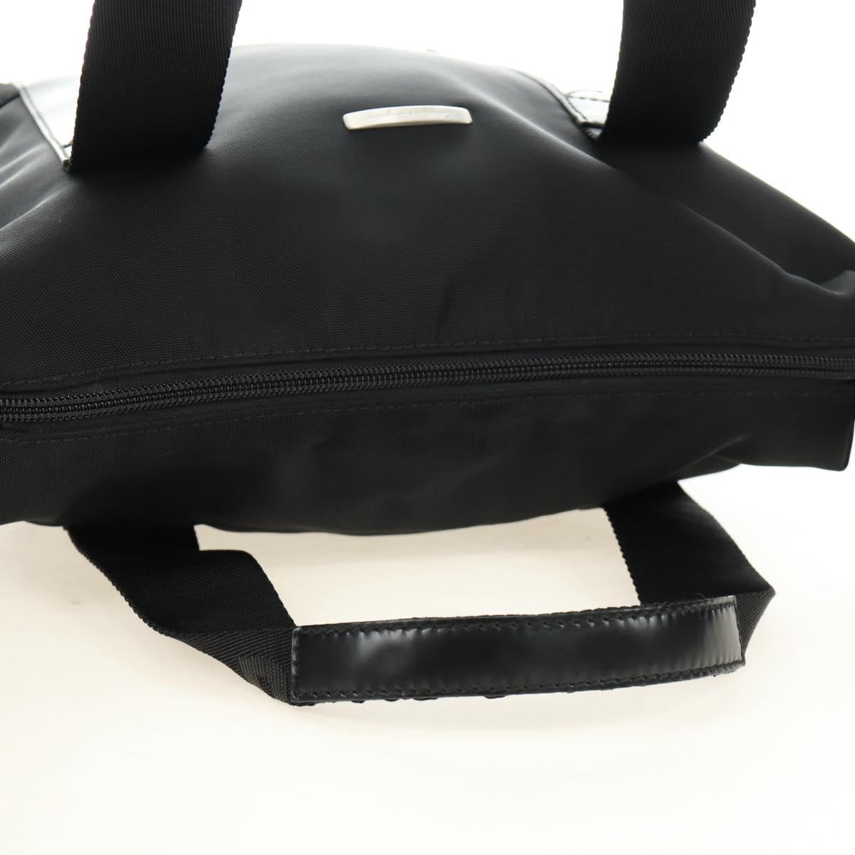 Salvatore Ferragamo Hand Bag Canvas 2way Black Silver Auth BA13771V