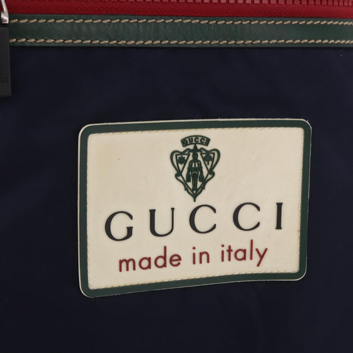 GUCCI Sherry Line Tote Bag Nylon Navy Silver 189664 Auth BA13772V