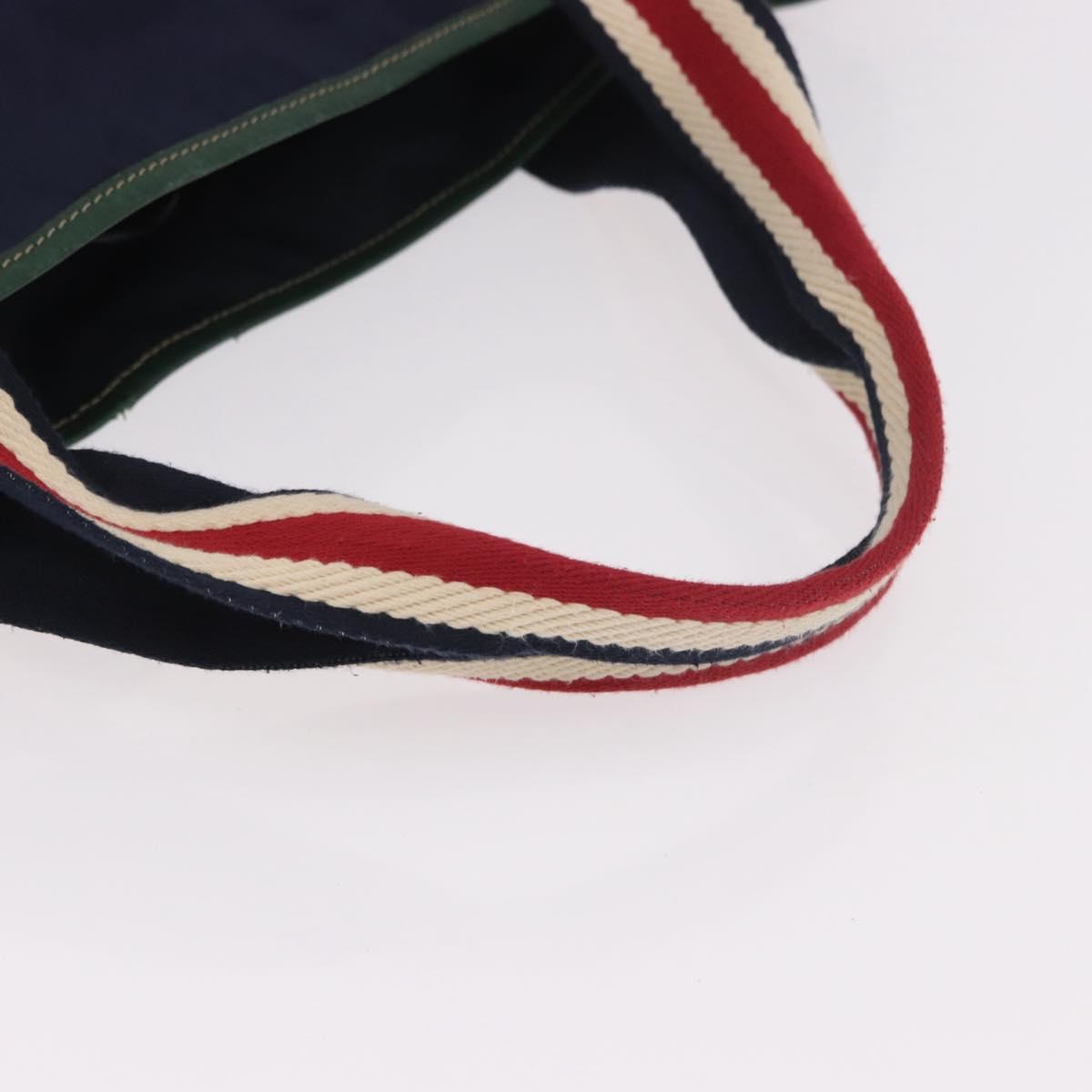 GUCCI Sherry Line Tote Bag Nylon Navy Silver 189664 Auth BA13772V