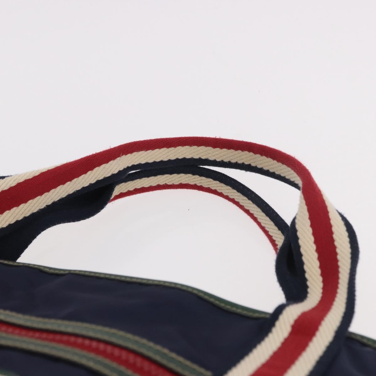 GUCCI Sherry Line Tote Bag Nylon Navy Silver 189664 Auth BA13772V