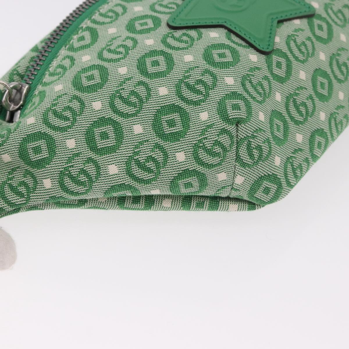 GUCCI Children's Sherry Line Waist Bag Canvas Green Silver 502095 Auth BA13773V