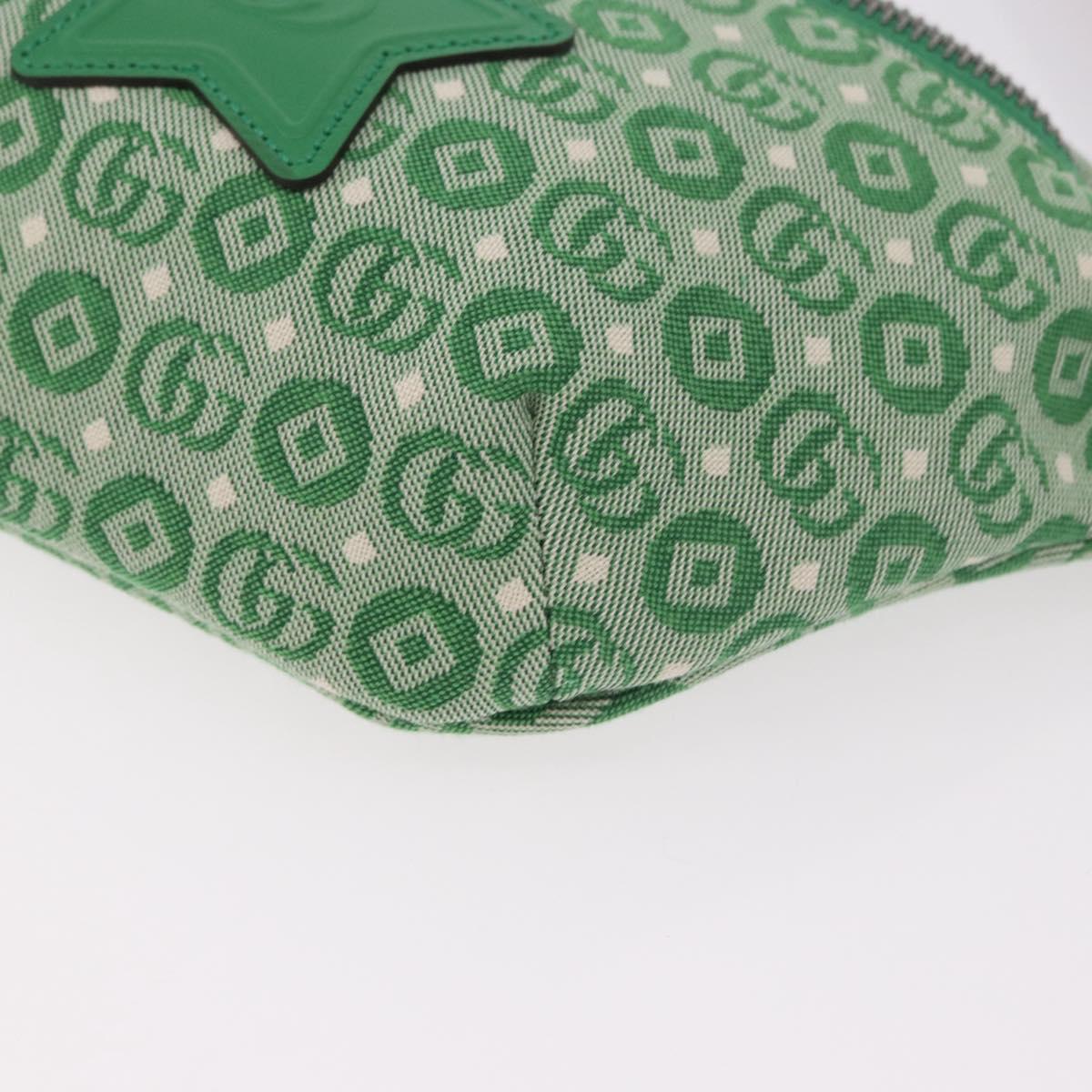 GUCCI Children's Sherry Line Waist Bag Canvas Green Silver 502095 Auth BA13773V