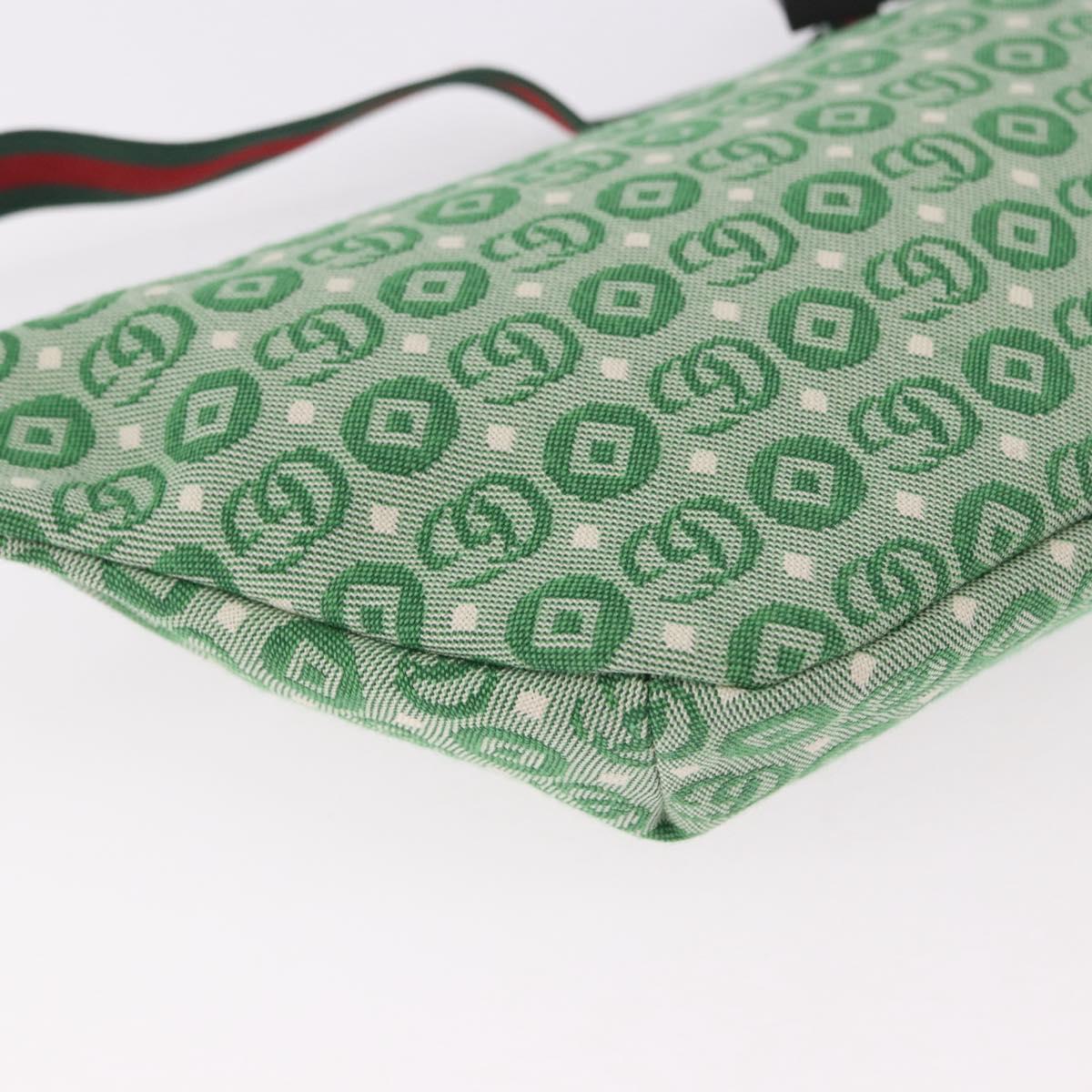 GUCCI Children's Sherry Line Waist Bag Canvas Green Silver 502095 Auth BA13773V