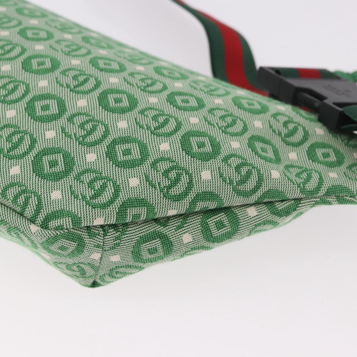 GUCCI Children's Sherry Line Waist Bag Canvas Green Silver 502095 Auth BA13773V
