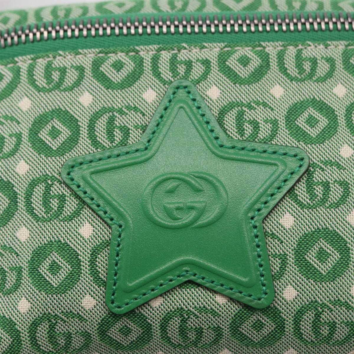 GUCCI Children's Sherry Line Waist Bag Canvas Green Silver 502095 Auth BA13773V