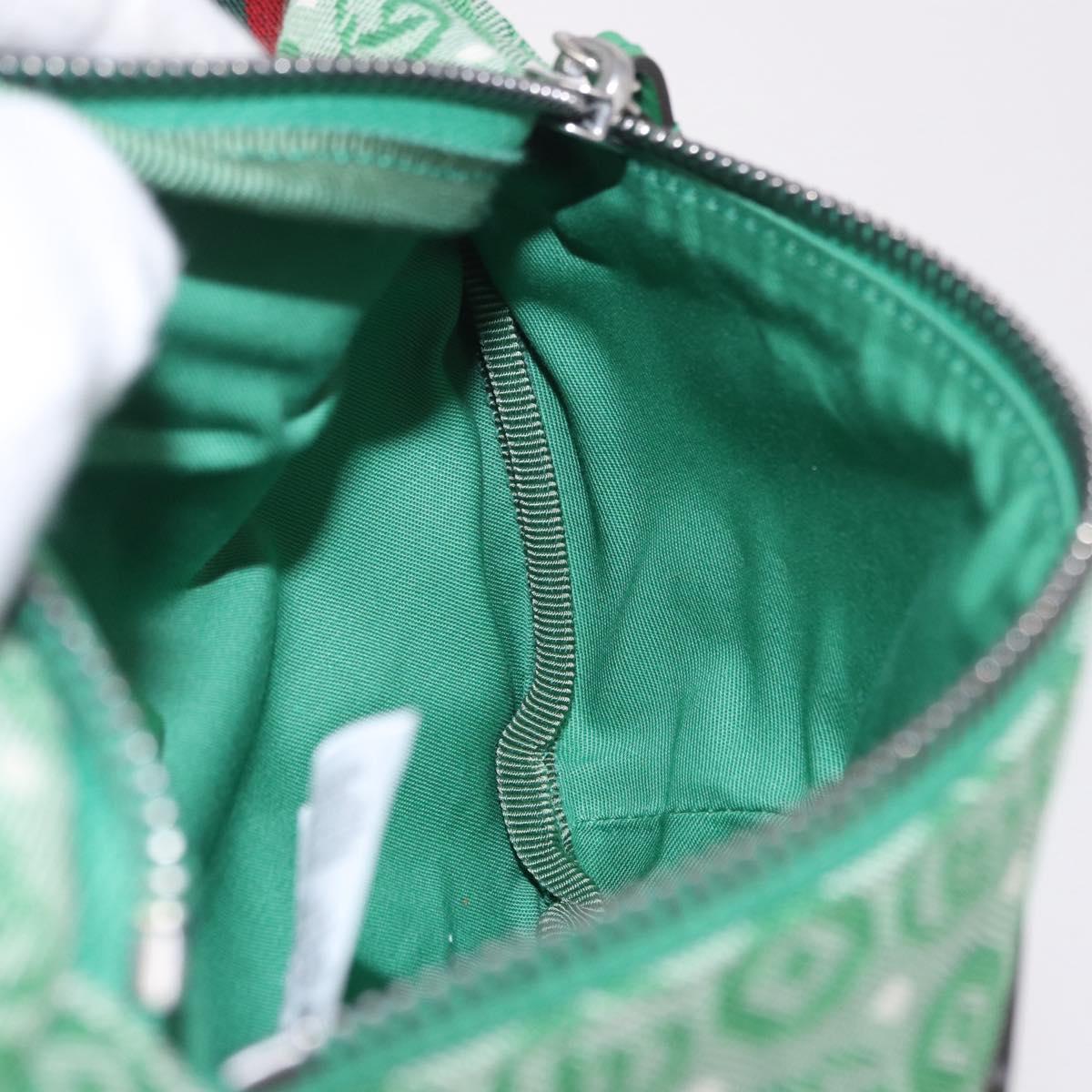 GUCCI Children's Sherry Line Waist Bag Canvas Green Silver 502095 Auth BA13773V