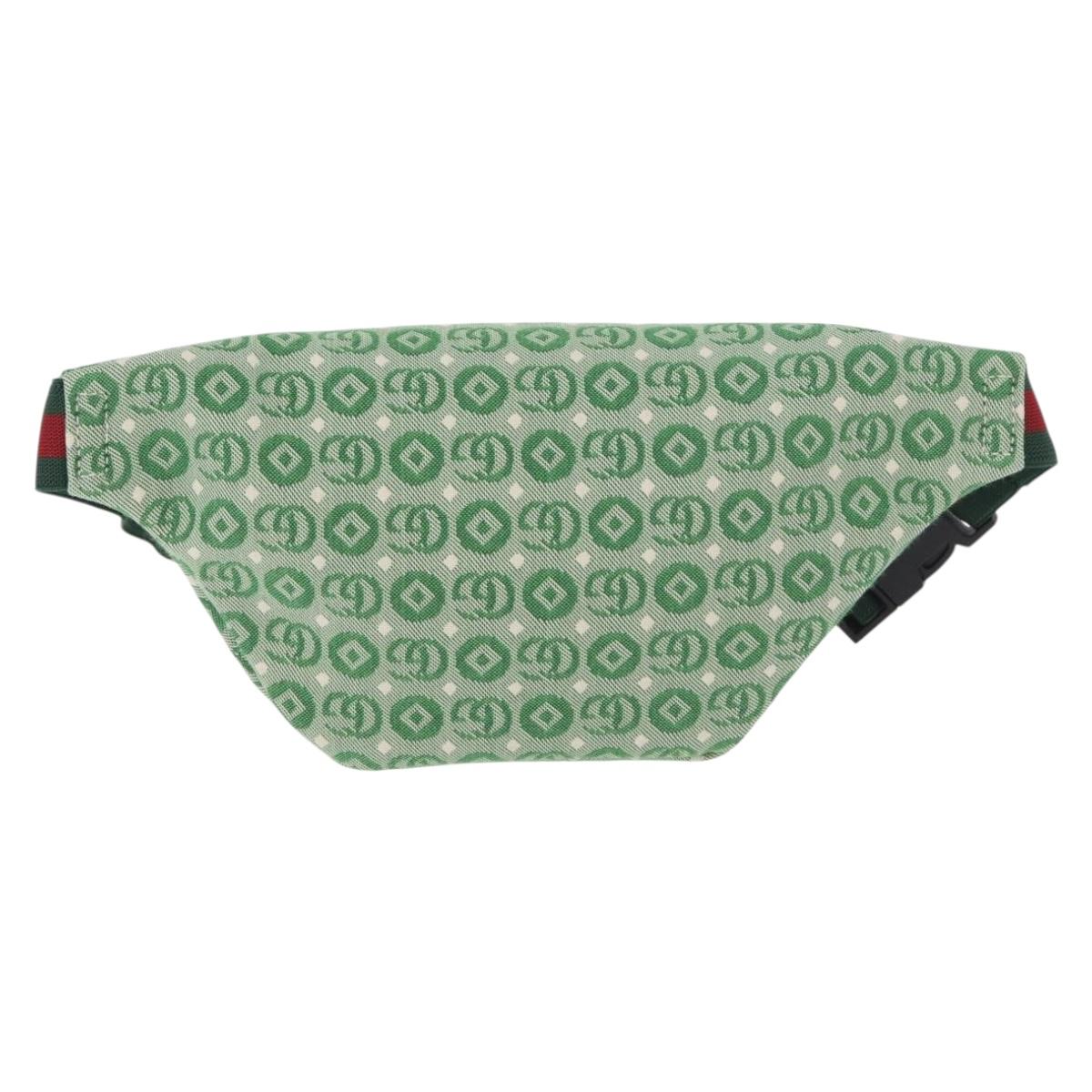 GUCCI Children's Sherry Line Waist Bag Canvas Green Silver 502095 Auth BA13773V