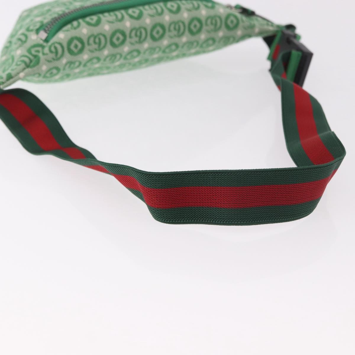 GUCCI Children's Sherry Line Waist Bag Canvas Green Silver 502095 Auth BA13773V