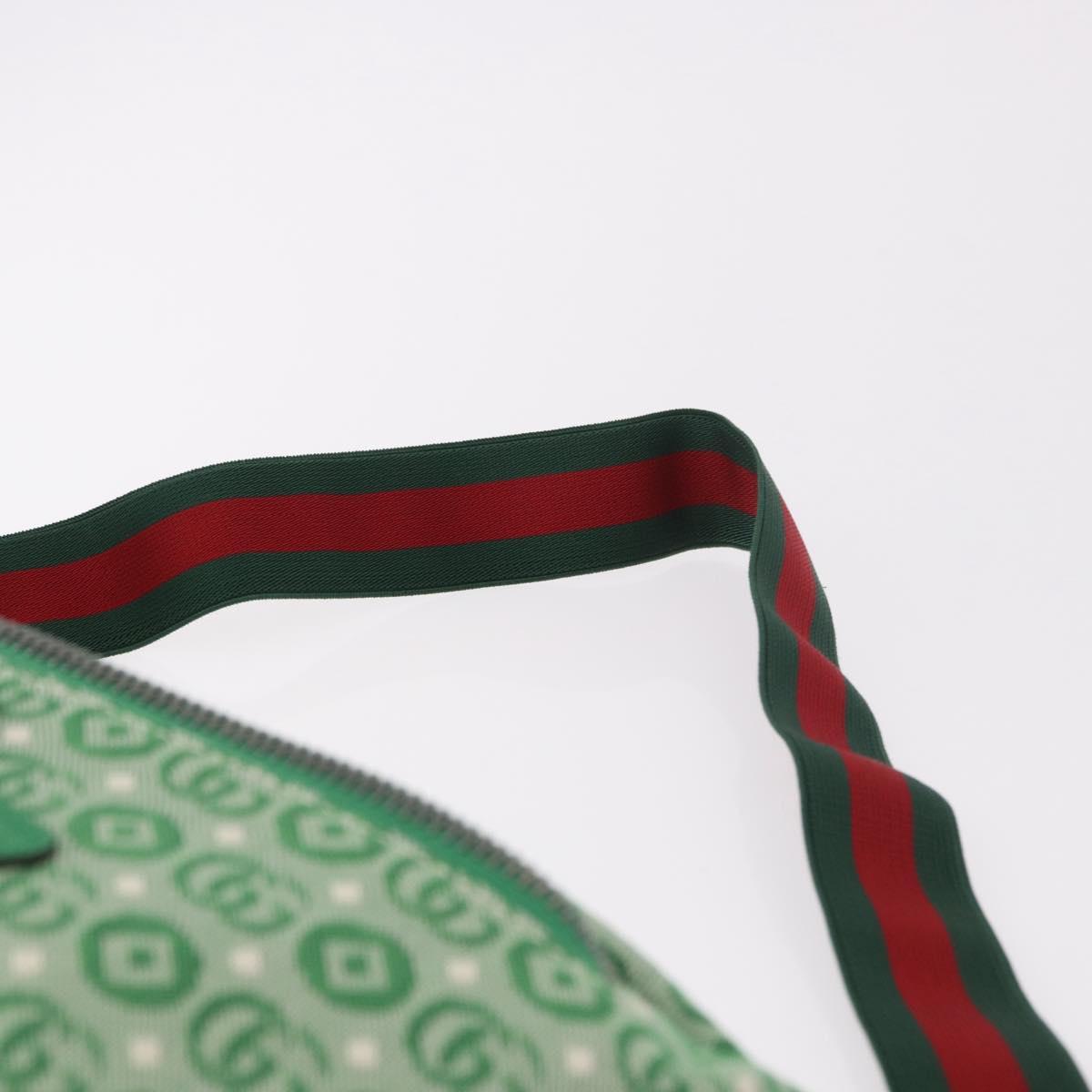 GUCCI Children's Sherry Line Waist Bag Canvas Green Silver 502095 Auth BA13773V