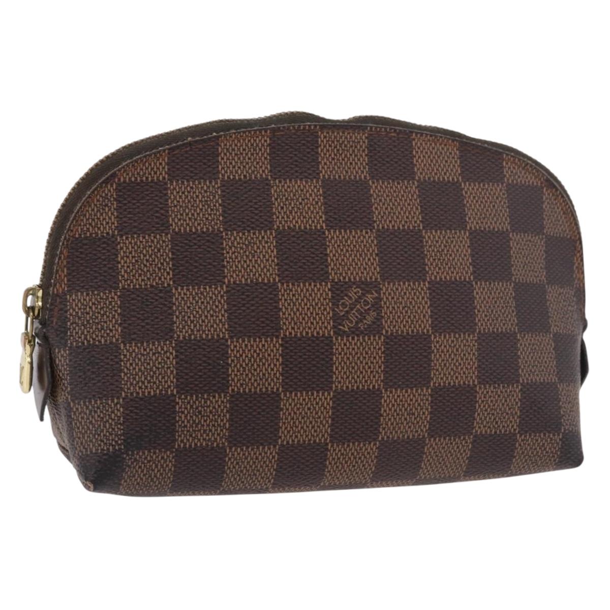 LOUIS VUITTON Damier Ebene Pochette Cosmetic PM Pouch N47516 LV Auth BA13777