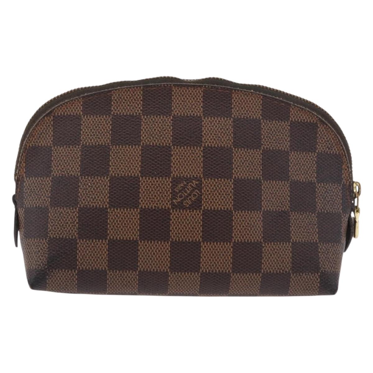 LOUIS VUITTON Damier Ebene Pochette Cosmetic PM Pouch N47516 LV Auth BA13777