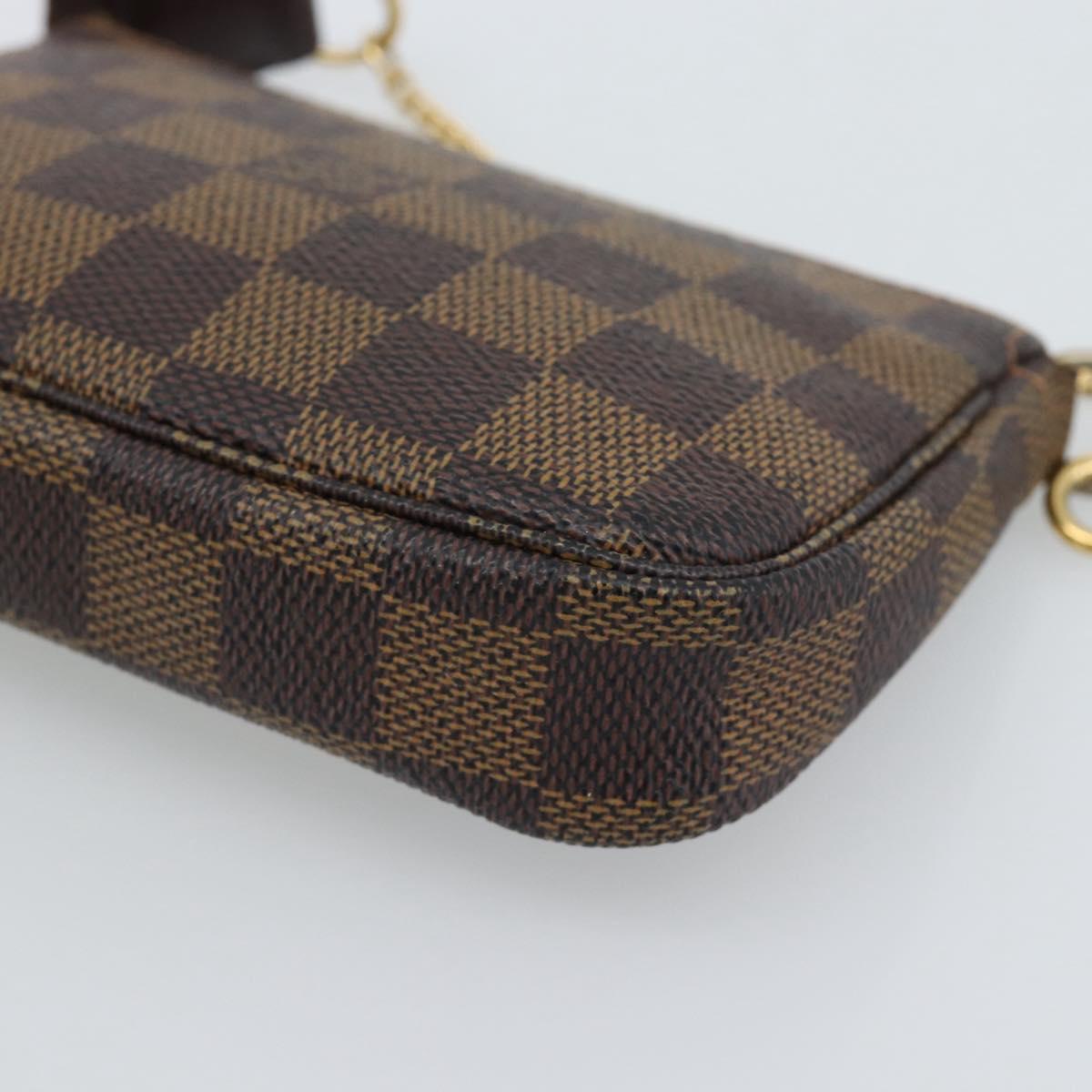 LOUIS VUITTON Damier Ebene Mini Pochette Accessoires Pouch N58009 Auth BA13778A