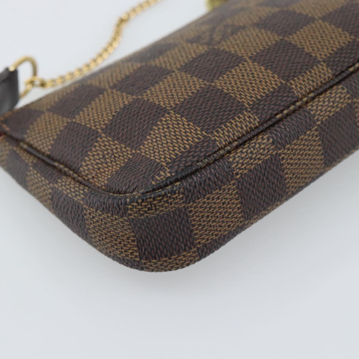 LOUIS VUITTON Damier Ebene Mini Pochette Accessoires Pouch N58009 Auth BA13778A