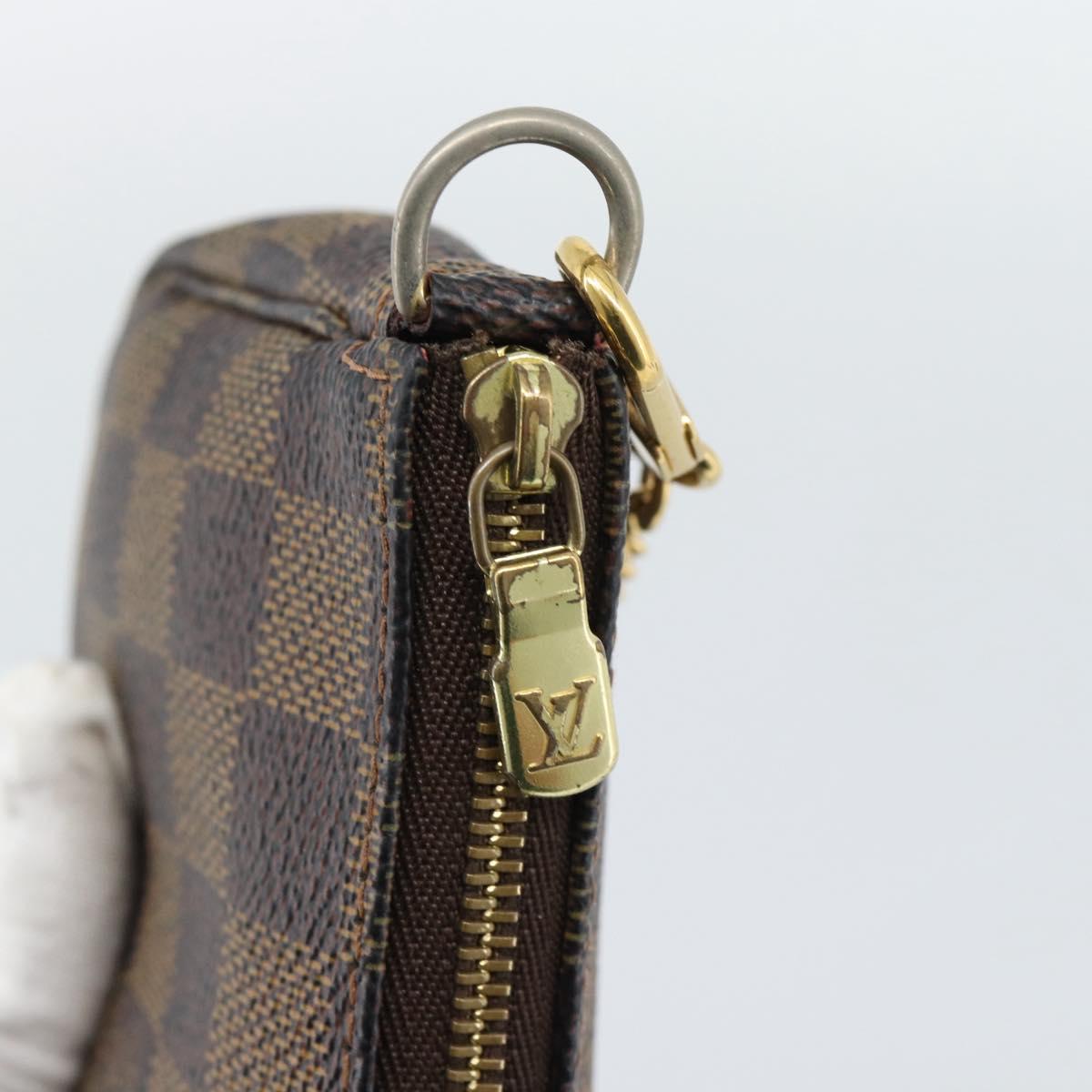 LOUIS VUITTON Damier Ebene Mini Pochette Accessoires Pouch N58009 Auth BA13778A