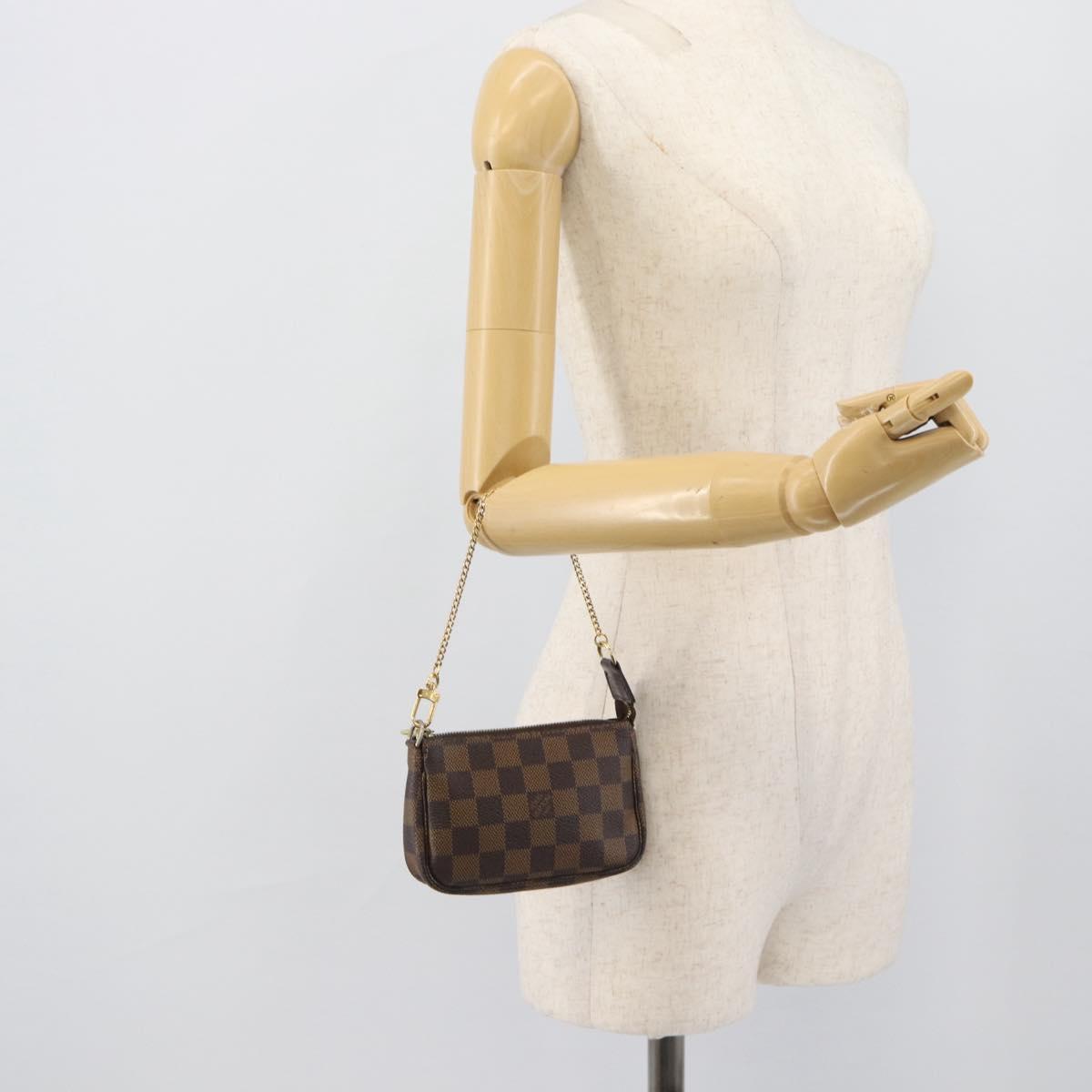 LOUIS VUITTON Damier Ebene Mini Pochette Accessoires Pouch N58009 Auth BA13778A