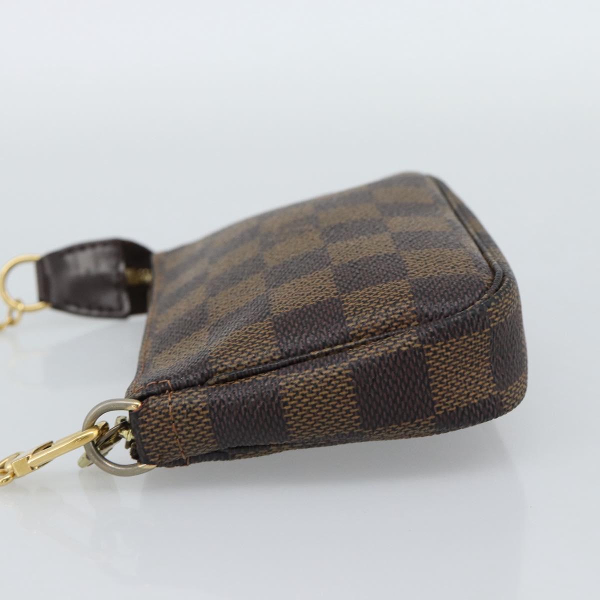LOUIS VUITTON Damier Ebene Mini Pochette Accessoires Pouch N58009 Auth BA13778A