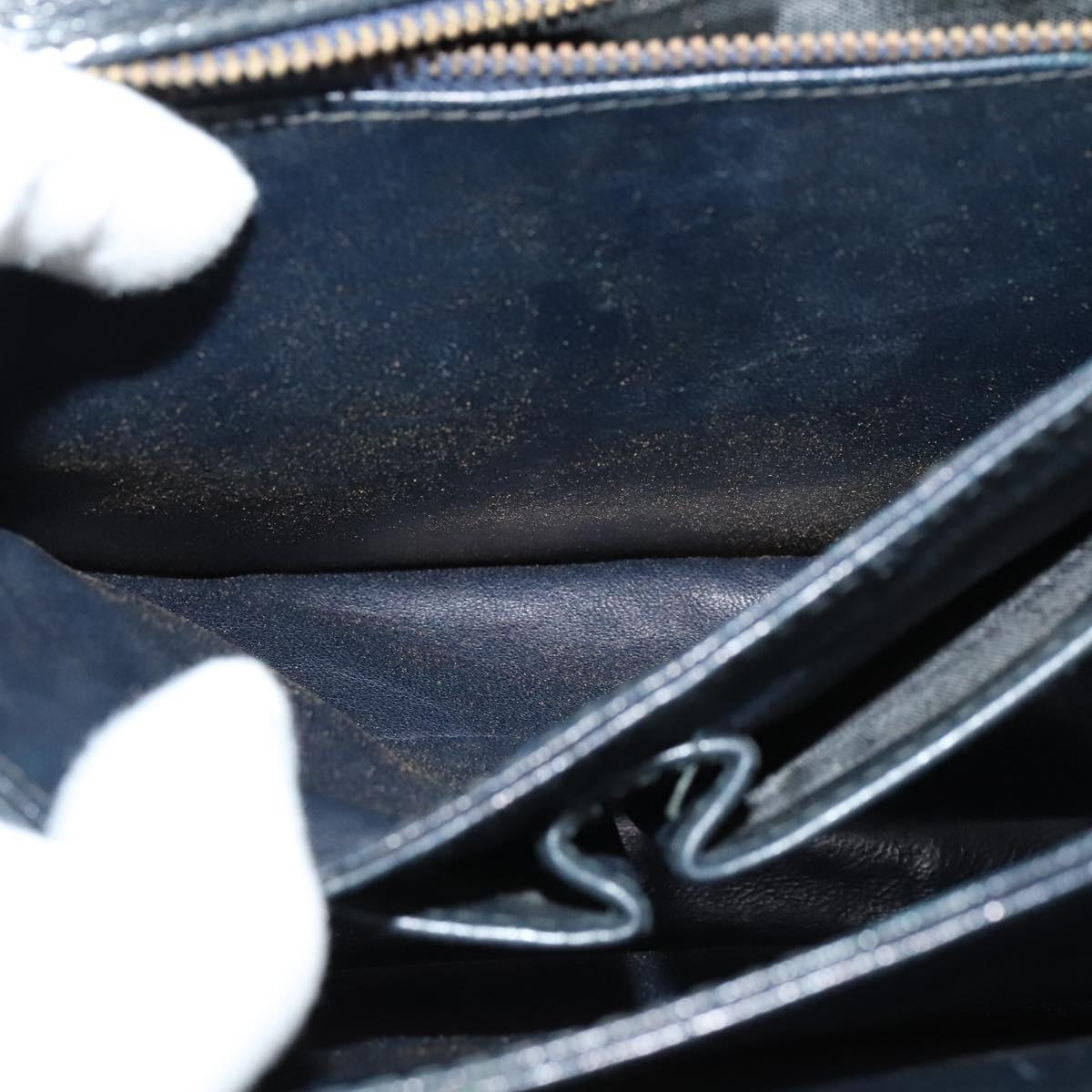 CELINE C Sulky Shoulder Bag Canvas Navy Gold Auth BA1378