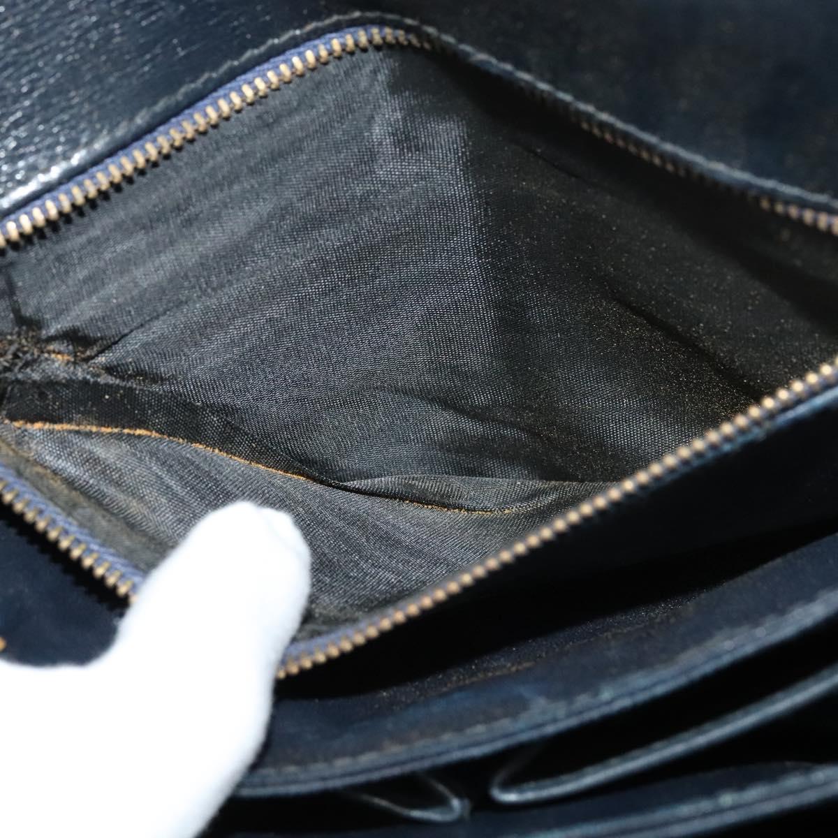 CELINE C Sulky Shoulder Bag Canvas Navy Gold Auth BA1378