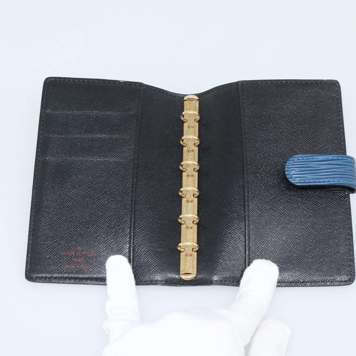LOUIS VUITTON Epi Agenda PM Day Planner Cover Blue R20055 LV Auth BA13780