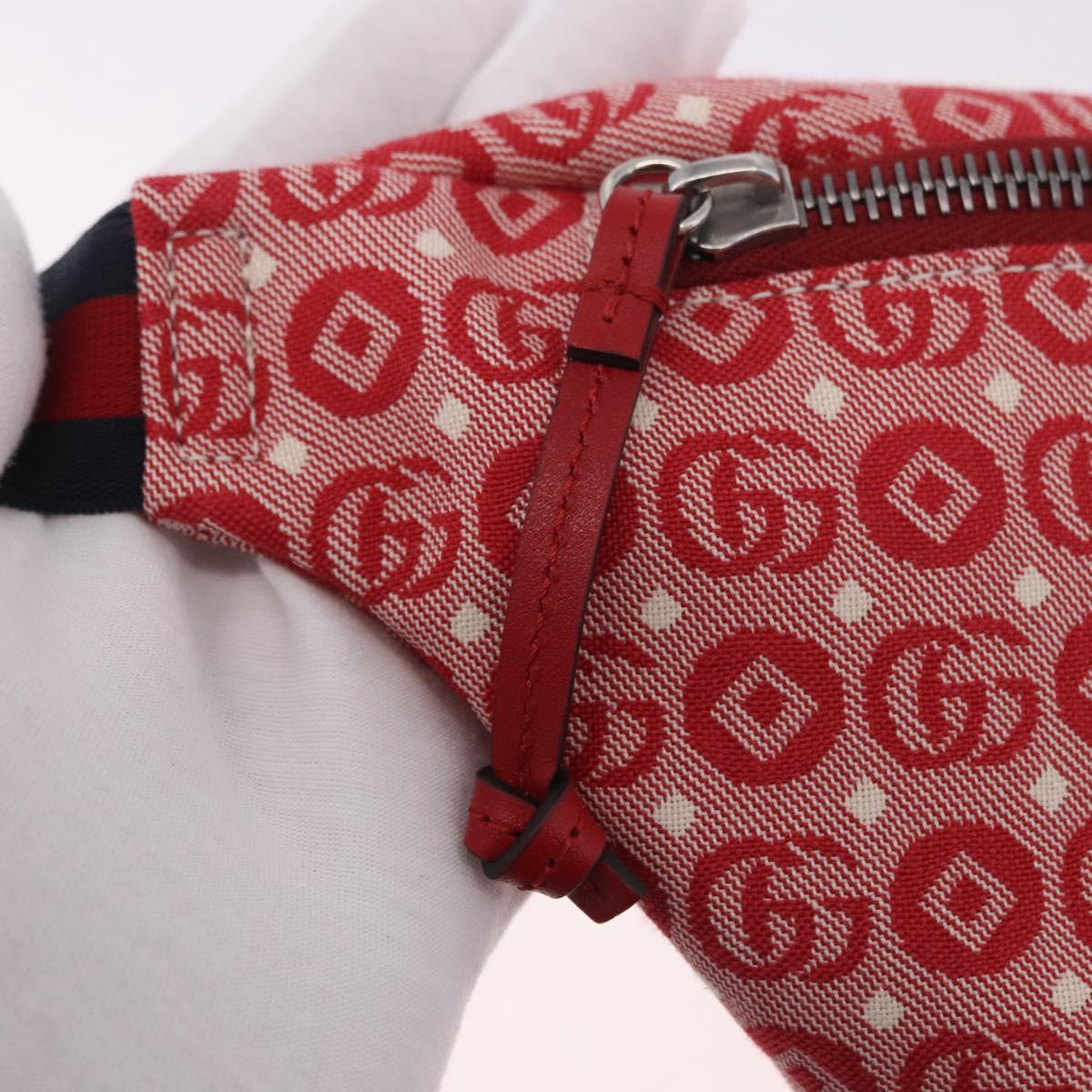 GUCCI Children's Sherry Line Waist bag Canvas Navy Red 502095 Auth BA13781V