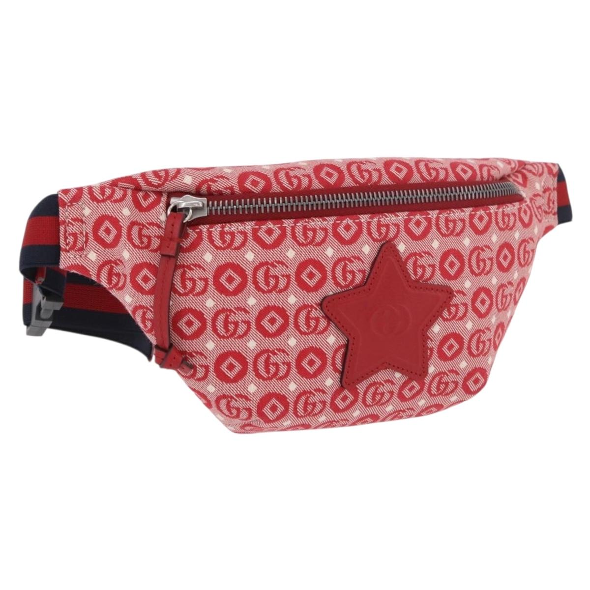 GUCCI Children's Sherry Line Waist bag Canvas Navy Red 502095 Auth BA13781V