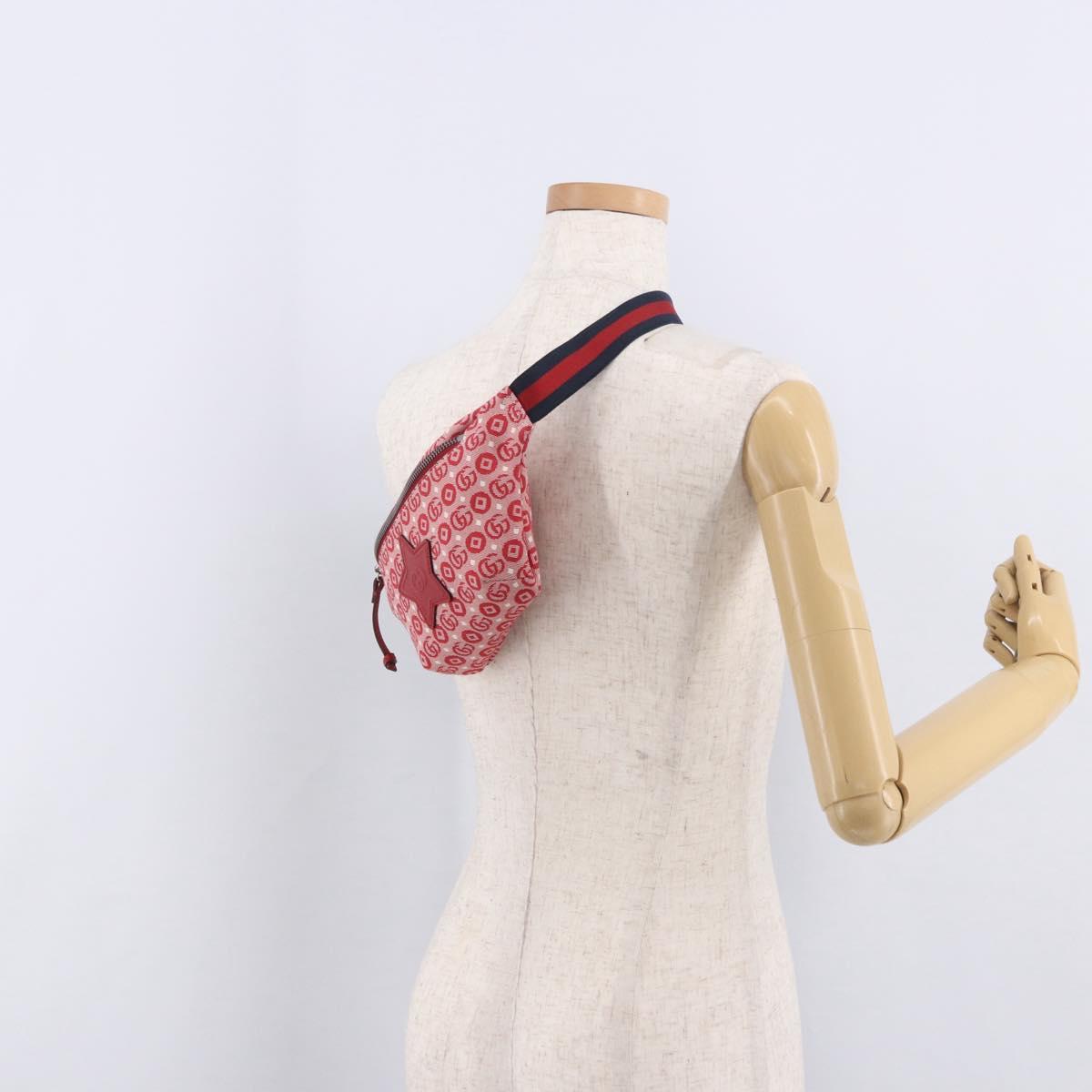 GUCCI Children's Sherry Line Waist bag Canvas Navy Red 502095 Auth BA13781V