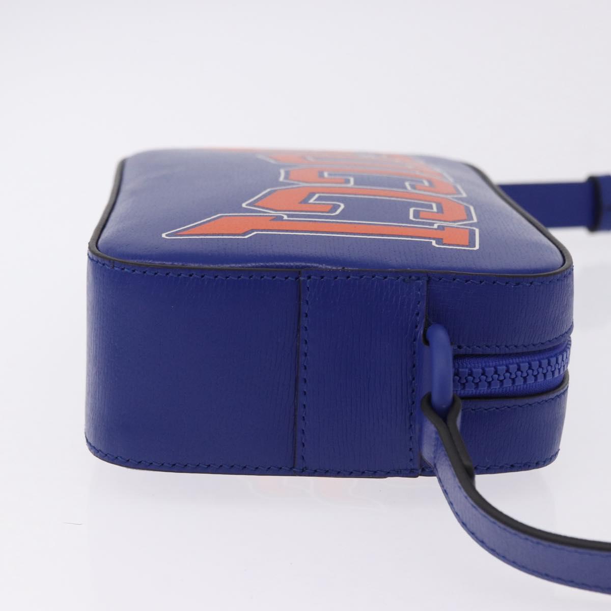 GUCCI NY Dragons Shoulder Bag Leather Blue Orange 773190 Auth BA13783M