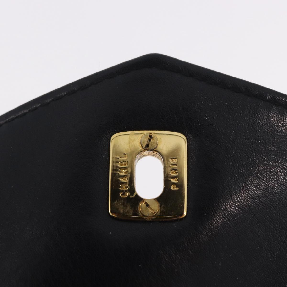 CHANEL Matelasse Waist Bag Lamb Skin Black Gold CC Auth BA13785A