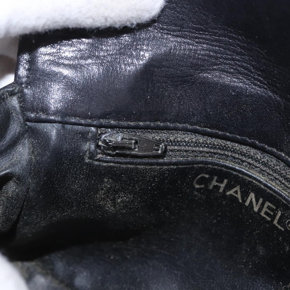 CHANEL Matelasse Waist Bag Lamb Skin Black Gold CC Auth BA13785A
