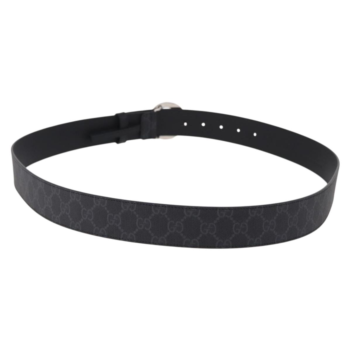 GUCCI GG Supreme Interlocking G Belt PVC 53.1"" Black 703147 Auth BA13786V