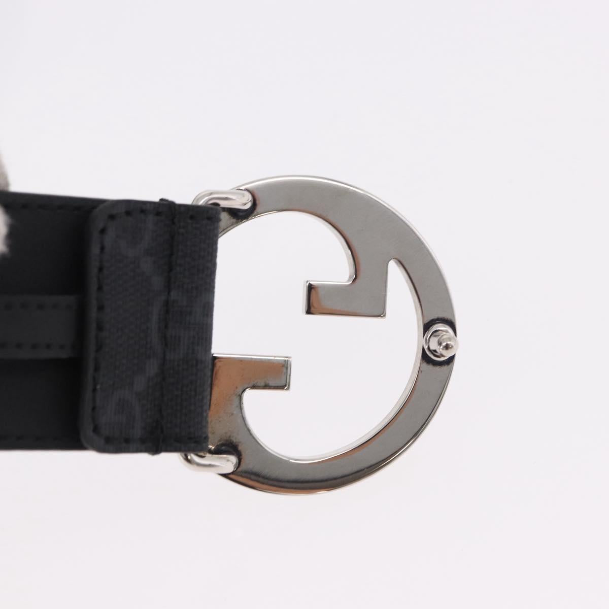 GUCCI GG Supreme Interlocking G Belt PVC 53.1"" Black 703147 Auth BA13786V