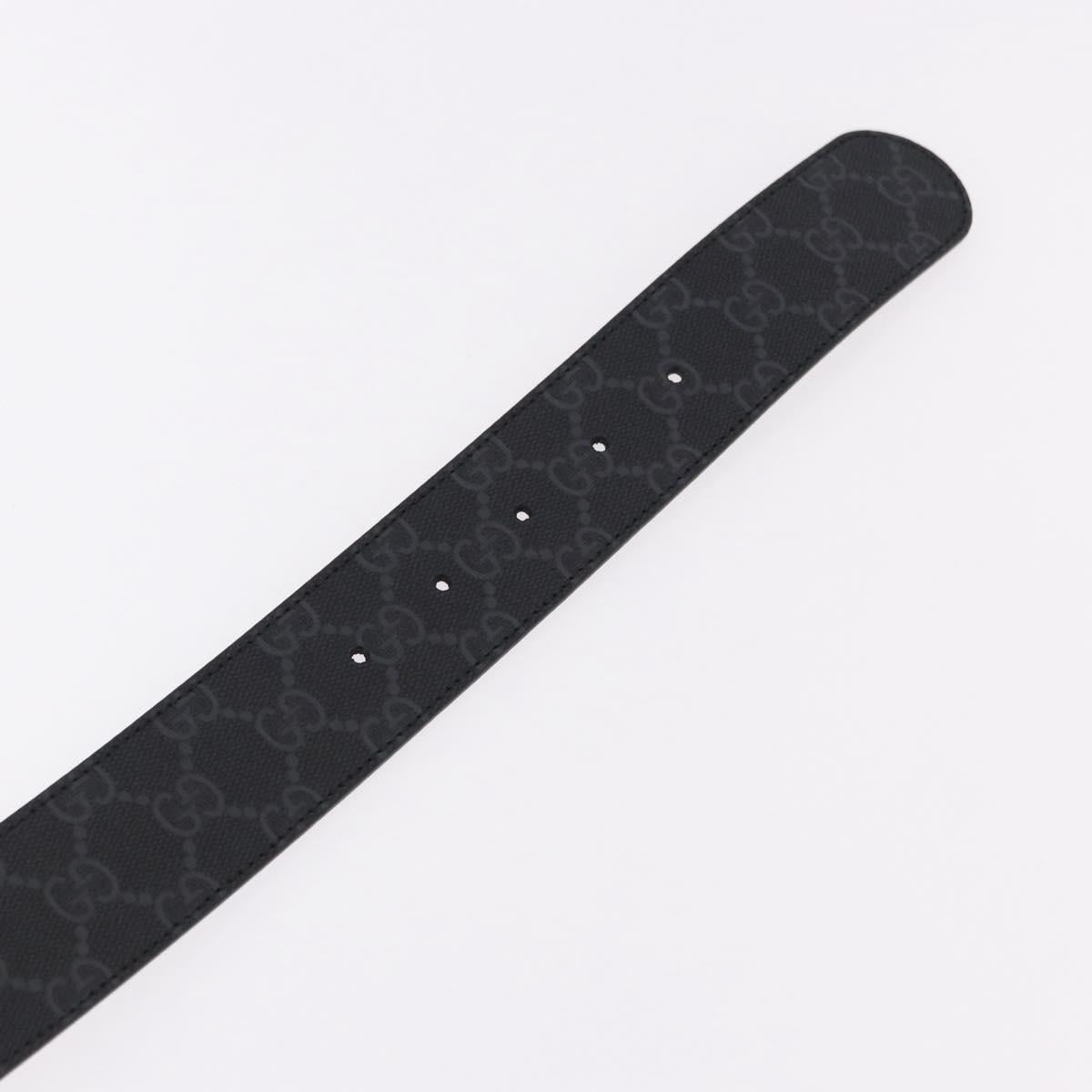 GUCCI GG Supreme Interlocking G Belt PVC 53.1"" Black 703147 Auth BA13786V